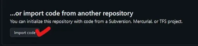 「Import code」ボタン